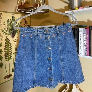Embroidered Denim Skirt